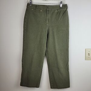Peck & Peck Weekend Olive Green Cropped Casual Pants Front Back Pockets Gorp 6